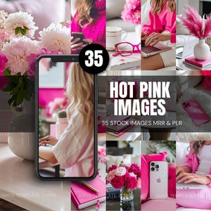 35 Beautiful Hot Pink Stock Images Collection Instagram Faceless Digital Marketing Content DFY MRR & PLR Luxury Aesthetic Stock Photos