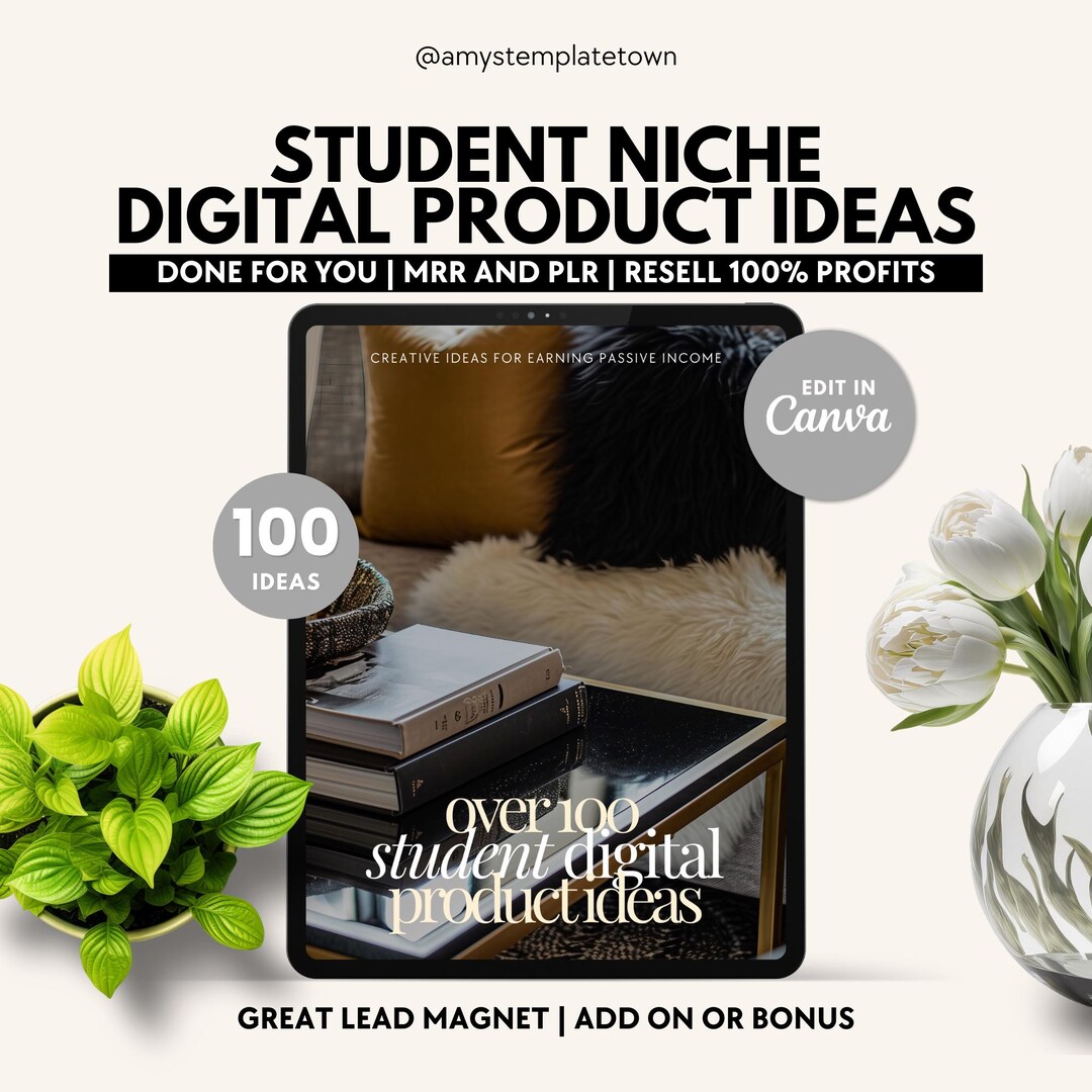 100 Ideas for the Student Niche Ebook Editable Canva Template With MRR ...