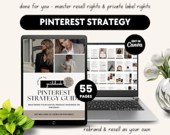 Faceless Pinterest Strategy eBook | Beginners Guidebook | Faceless Marketing | Digital Marketing | MRR & PLR | Edit in Canva | Customizable