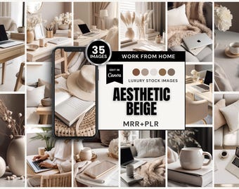 35 Aesthetic Beige Stock Image Collection | Canva (MRR+PLR) | Instant Download