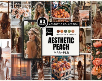 83 Aesthetic Peach Stock Image Collection | Opens in Canva (MRR+PLR) | Instant Download