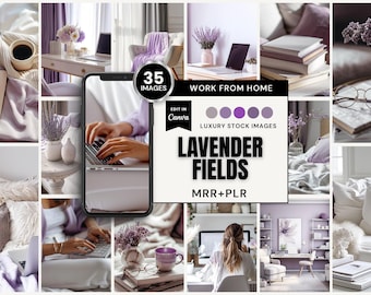 35 Lavender Fields Stock Image Collection | Canva (MRR+PLR) | Instant Download