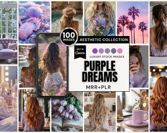 100 Purple Dreams Stock Image Collection | Canva (MRR+PLR) | Instant Download