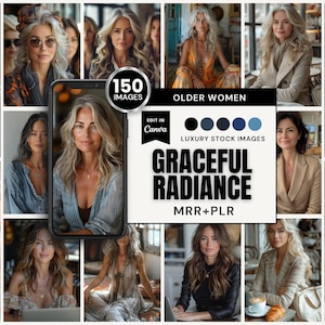 150 Older Women Stock Images | Graceful Radiance Collection | Canva Ready (MRR+PLR) | Instant Download