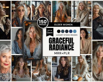 150 Older Women Stock Images | Graceful Radiance Collection | Canva Ready (MRR+PLR) | Instant Download