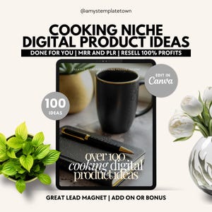100 kuratierte Ideen für DIY Digital Produkte in der Kochnische | Blei Magnet Ebook | Nischenprodukt Inspiration Liste mit MRR & PLR Rechten