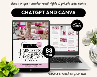 Canva and Chat GPT Done for You eBook with Master Resell Rights and PLR Faceless Digital Marketing Guide with Bonus Guidebook Canva Template