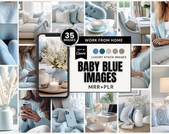 35 Baby Blue Work from Home Stock Images | Canva (MRR+PLR) | Instant Download