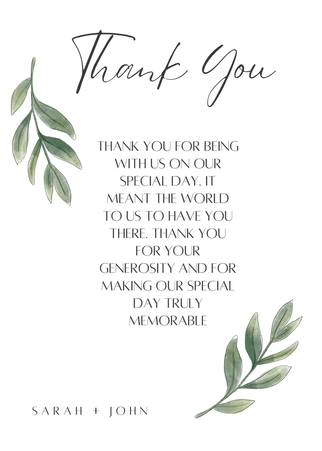 Rustic Wedding Thank You Card Template - Etsy