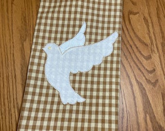 Christmas Tea Towel with Angel Appliqué
