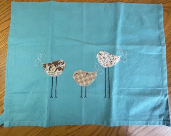 Spring Tea Towel with Bird Trio Appliqué