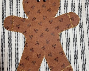 Christmas Tea Towel with Gingerbread Man Appliqué