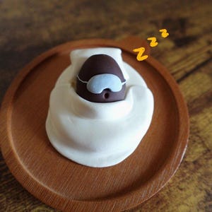 Sleeping Coffee Bean Figurine: Handmade Clay Cozy Desk Decor