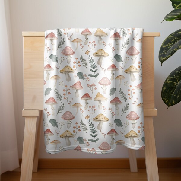 Mushroom Baby Blanket Cottagecore Nursery Decor Neutral Gender Vintage Mushroom Blanket Floral Crib Blanket Cute Forest Baby Shower Gift