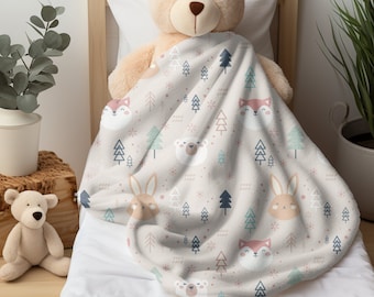 Coperta per bambini nel bosco Simpatico arredamento per la cameretta della foresta Cottagecore Coperta per bambini Morbida coperta per culla con animali Minky Simpatico regalo per la doccia per bambini per la nuova mamma