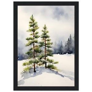 Home Decor | Wall Art | Framed Watercolor | Snowy Pines