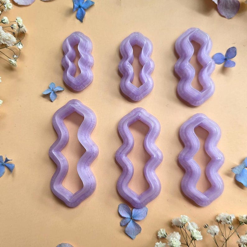Wavy Ribbon Pendant Bail Clay Cutter Set #16 - 6 Sizes, 2.5-5 cm image 1