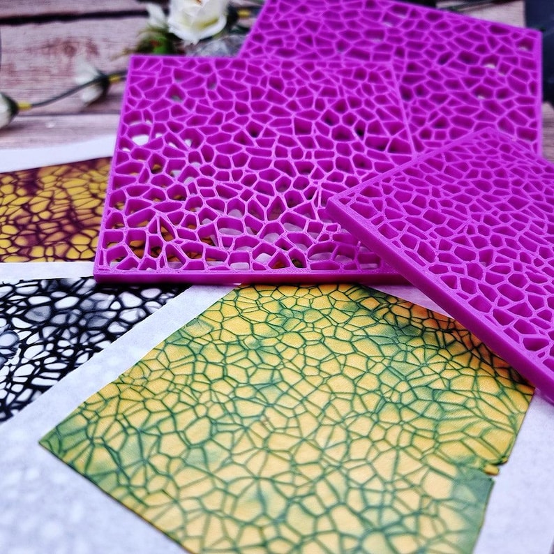 Deep Crackle Polymer Clay Stencil - Reusable Texture Tool image 10