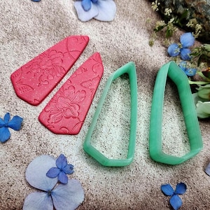 Breiter Keil-Ohrringausstecher aus Polymerclay, Paar Nr. 23 – 6 cm Bild 1