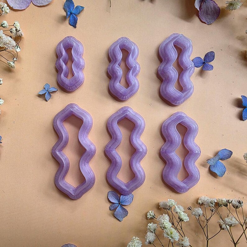 Wavy Ribbon Pendant Bail Clay Cutter Set #16 - 6 Sizes, 2.5-5 cm image 10