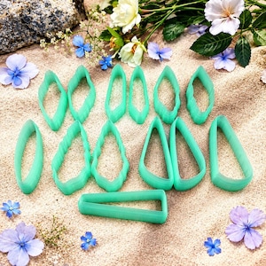 Long Polymer Clay Earring Cutter Bundle #1 - 6 cm Shapes image 1
