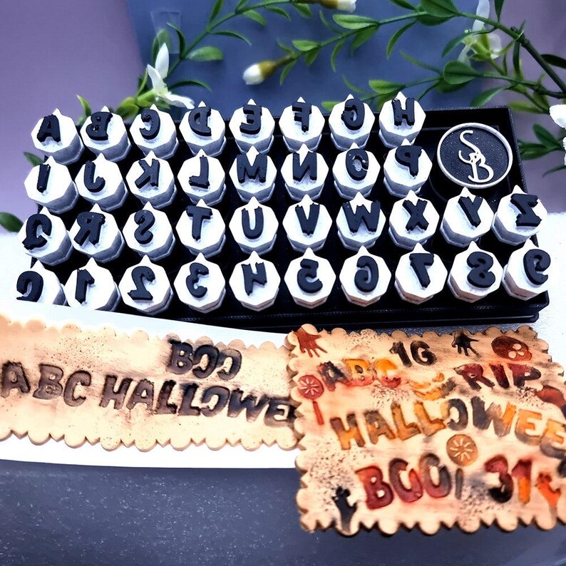 SweetyBijou ABC Stamps - Halloween Style - English Alphabet and Digits in Convenient Box
