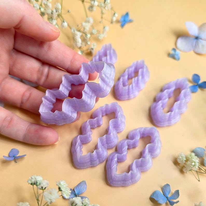 Ruffled Leaf Pendant Bail Clay Cutter Set #3 - 6 Sizes, 2.5-5 cm image 10