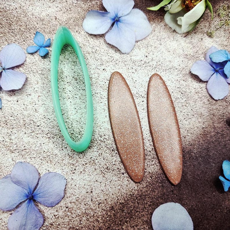 Schmaler Marquise-Ohrringausstecher aus Polymer Clay Nr. 32 – 6 cm Bild 3