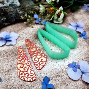 Emporte-pièces pour boucles d'oreilles en pâte polymère en forme de larme inclinée, paire n° 27 - 6 cm image 3