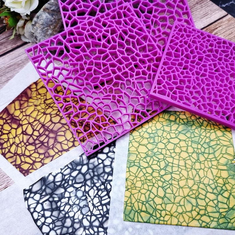 Deep Crackle Polymer Clay Stencil - Reusable Texture Tool image 9