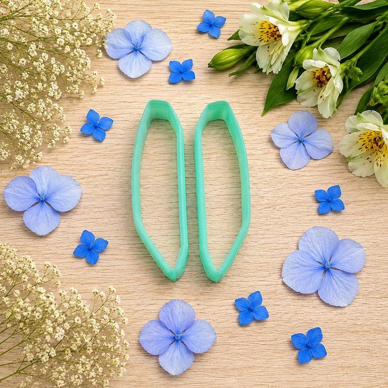 Ausstecher für Ohrringe aus Polymerclay, abgewinkelt, splitterförmig, Paar Nr. 22 – 6 cm Bild 2