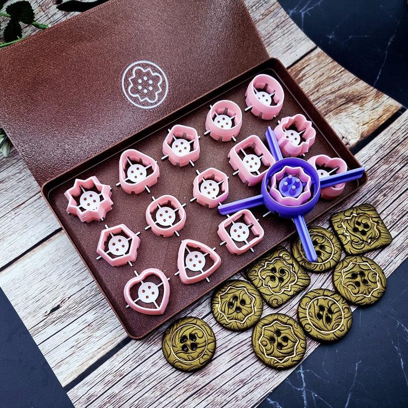 Polymer Clay Button Imprint Set - 15 Designs, Requires Buttons Toolkit Set 1 image 10