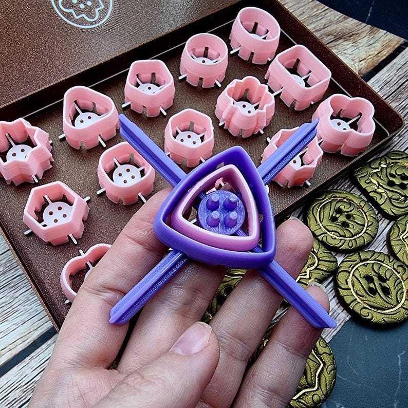 Polymer Clay Button Imprint Set - 15 Designs, Requires Buttons Toolkit Set 1 image 6