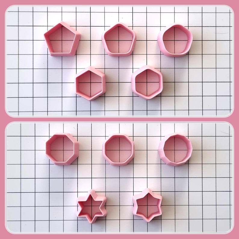 52pcs Mini Geometric Polymer Clay Cutters, Size 2cm each, Clay Cutters for Polymer Clay Jewelry Plastic Cutters SweetyBijou Tools