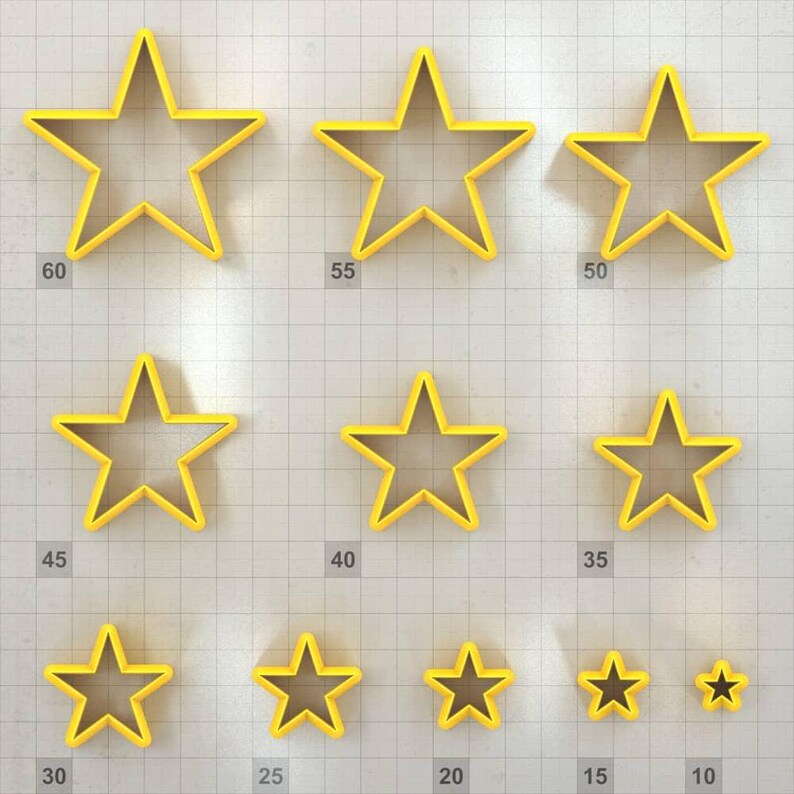 Star 5-Pointed, Tiny - Set of 11 Clay Cutters Plastic Cutters SweetyBijou Tools