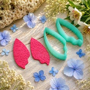 Flame Petal Polymer Clay Earring Cutter Pair #1 - 6 cm image 9