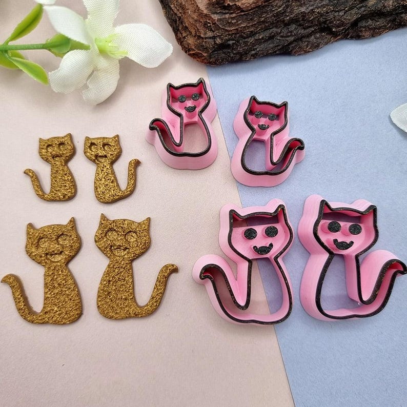 SweetyBijou Cats Polymer Clay 2 Mirrored Cutters