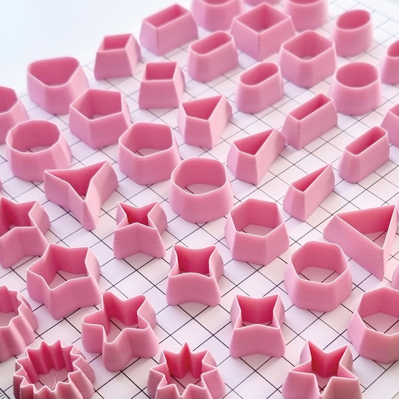 52pcs Mini Geometric Polymer Clay Cutters, Size 2cm each, Clay Cutters for Polymer Clay Jewelry Plastic Cutters SweetyBijou Tools