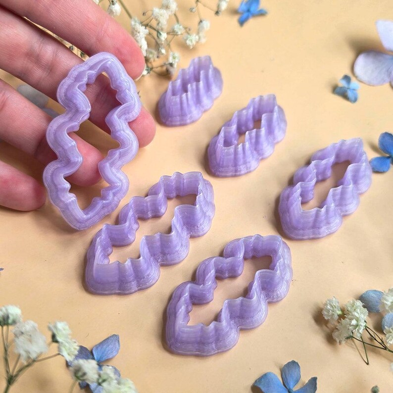 Ruffled Leaf Pendant Bail Clay Cutter Set #3 - 6 Sizes, 2.5-5 cm image 7