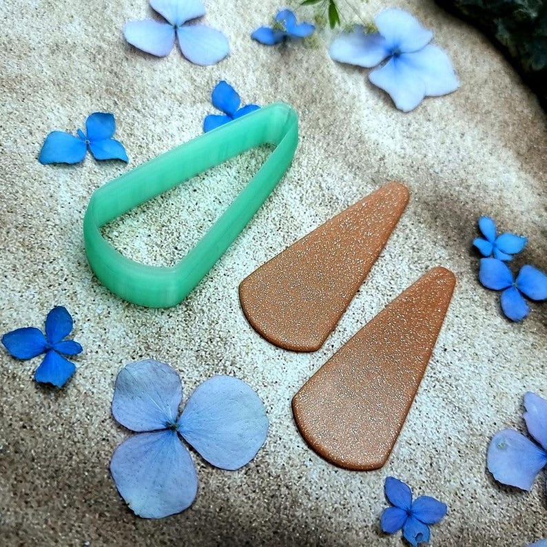 Long Teardrop Polymer Clay Earring Cutter #9 - 6 cm image 6
