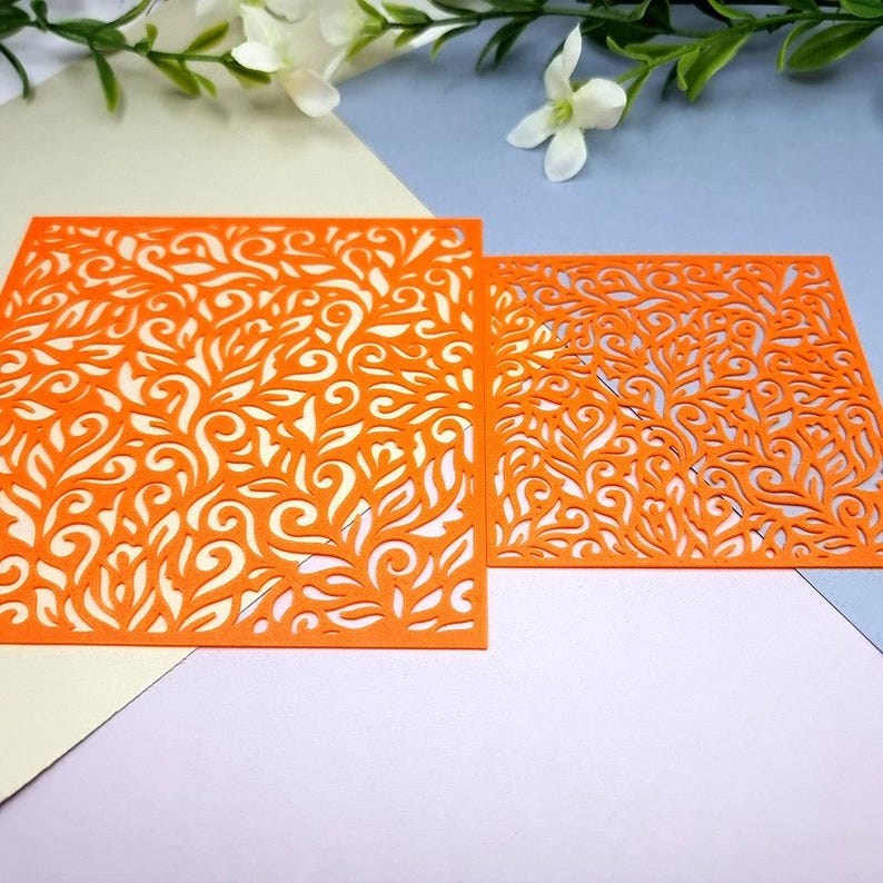 Leaves Floral Polymer Clay Stencil - Reusable Texture Tool image 6