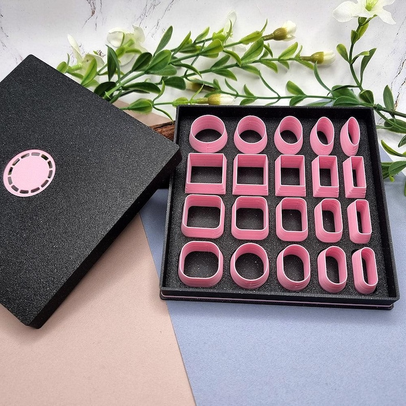 SweetyBijou 52pcs Mini Geometric Polymer Clay Cutters in 3 Luxury Boxes