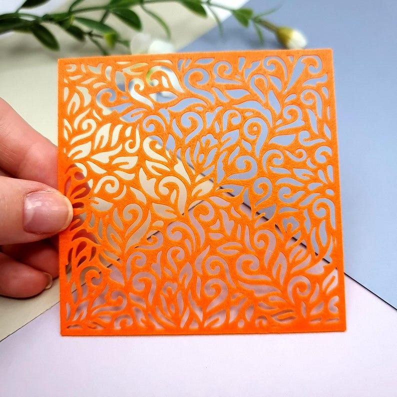 Leaves Floral Polymer Clay Stencil - Reusable Texture Tool image 4