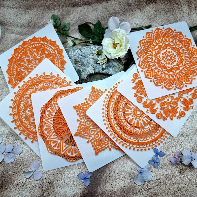 Juego de texturas de mandala para arcilla polimérica - 7 diseños, 10 o 12 cm imagen 3