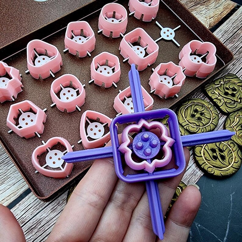 Polymer Clay Button Imprint Set - 15 Designs, Requires Buttons Toolkit Set 1 image 3