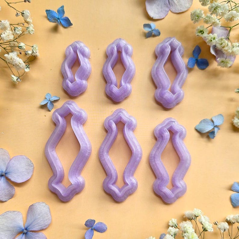 Diamond Lozenge Pendant Bail Clay Cutter Set #7 - 6 Sizes, 2.5-5 cm image 6