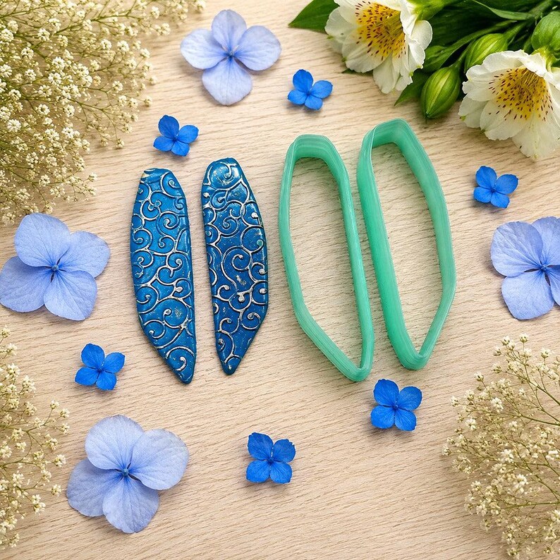 Ausstecher für Ohrringe aus Polymerclay, abgewinkelt, splitterförmig, Paar Nr. 22 – 6 cm Bild 7