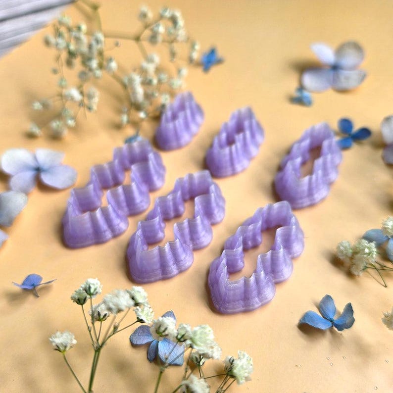 Ruffled Leaf Pendant Bail Clay Cutter Set #3 - 6 Sizes, 2.5-5 cm image 5