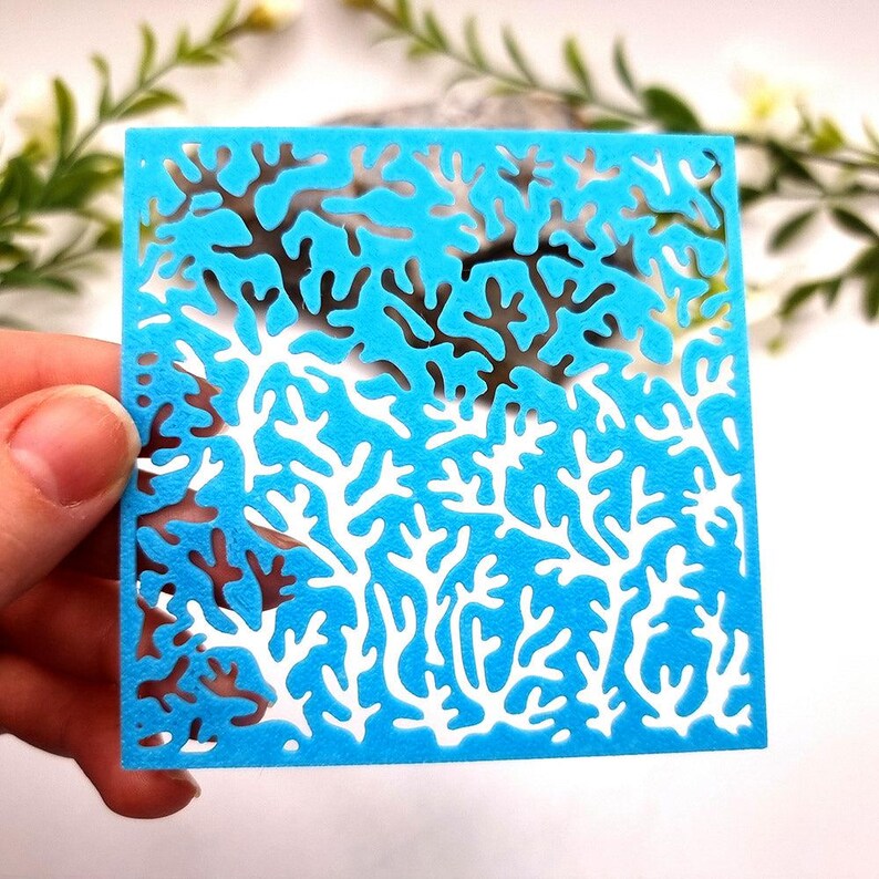 Corals - Ocean #11 Polymer Clay Stencil - Reusable Texture Tool image 1