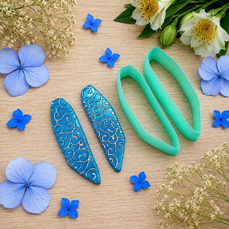 Ausstecher für Ohrringe aus Polymerclay, abgewinkelt, splitterförmig, Paar Nr. 22 – 6 cm Bild 1
